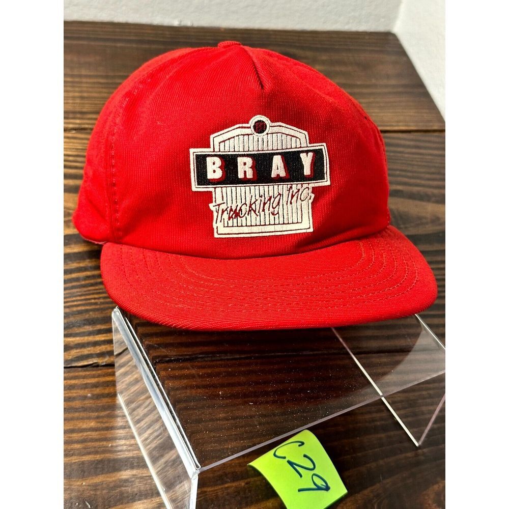 Vintage Bray Trucking INC Cap Men's One Size Red Logo Trucker Snapback Hat